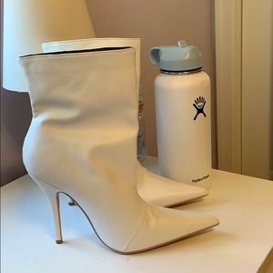 white heeled boots